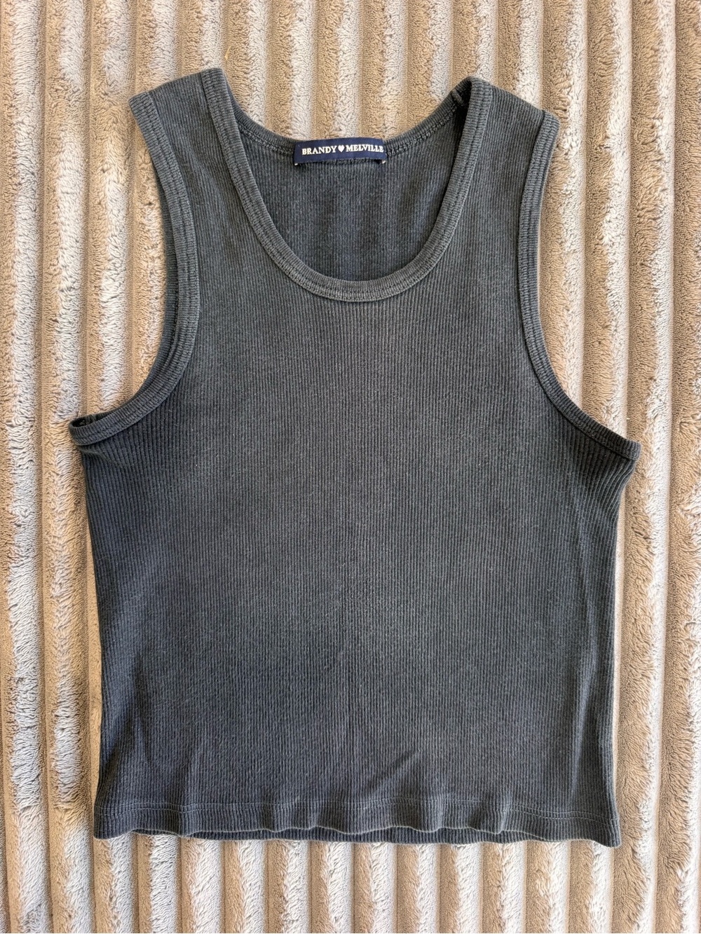 Brandy Melville Charcoal Ribbed Scoop Tank
